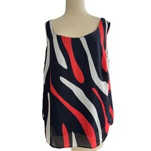 Maya Brooke Sleeveless Blouse Navy Coral White Size 16W
